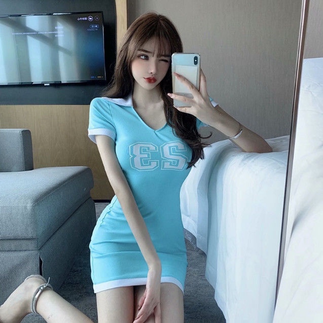 Jiashucheng Đầm Thể Thao Ngắn Tay Dáng Ôm Thời Trang Mới Cho Nữ