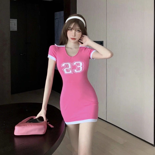 Jiashucheng Đầm Thể Thao Ngắn Tay Dáng Ôm Thời Trang Mới Cho Nữ