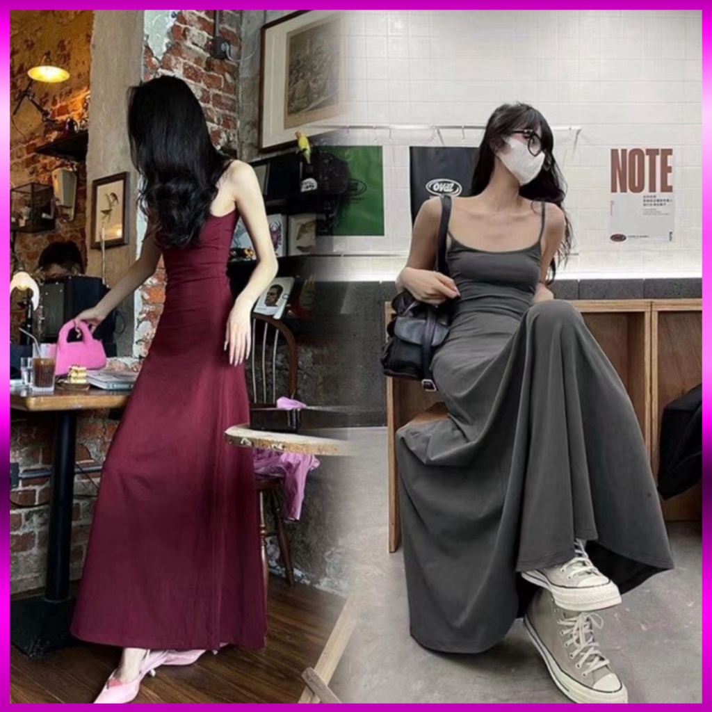 Đầm Maxi Nữ Hai Dây, Dáng Dài 3 Màu Thun Tăm Lạnh Cực Tôn Dáng ( Có bigsize) HD001 Hot 2023 | BigBuy360 - bigbuy360.vn