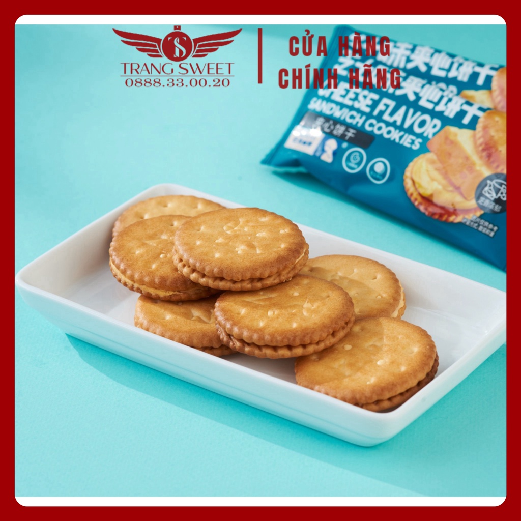 Bánh quy kẹp phô mai Pamiriter Đài Loan, Cheese Flavor Sandwich Cookies bánh ăn sáng, bánh nougat