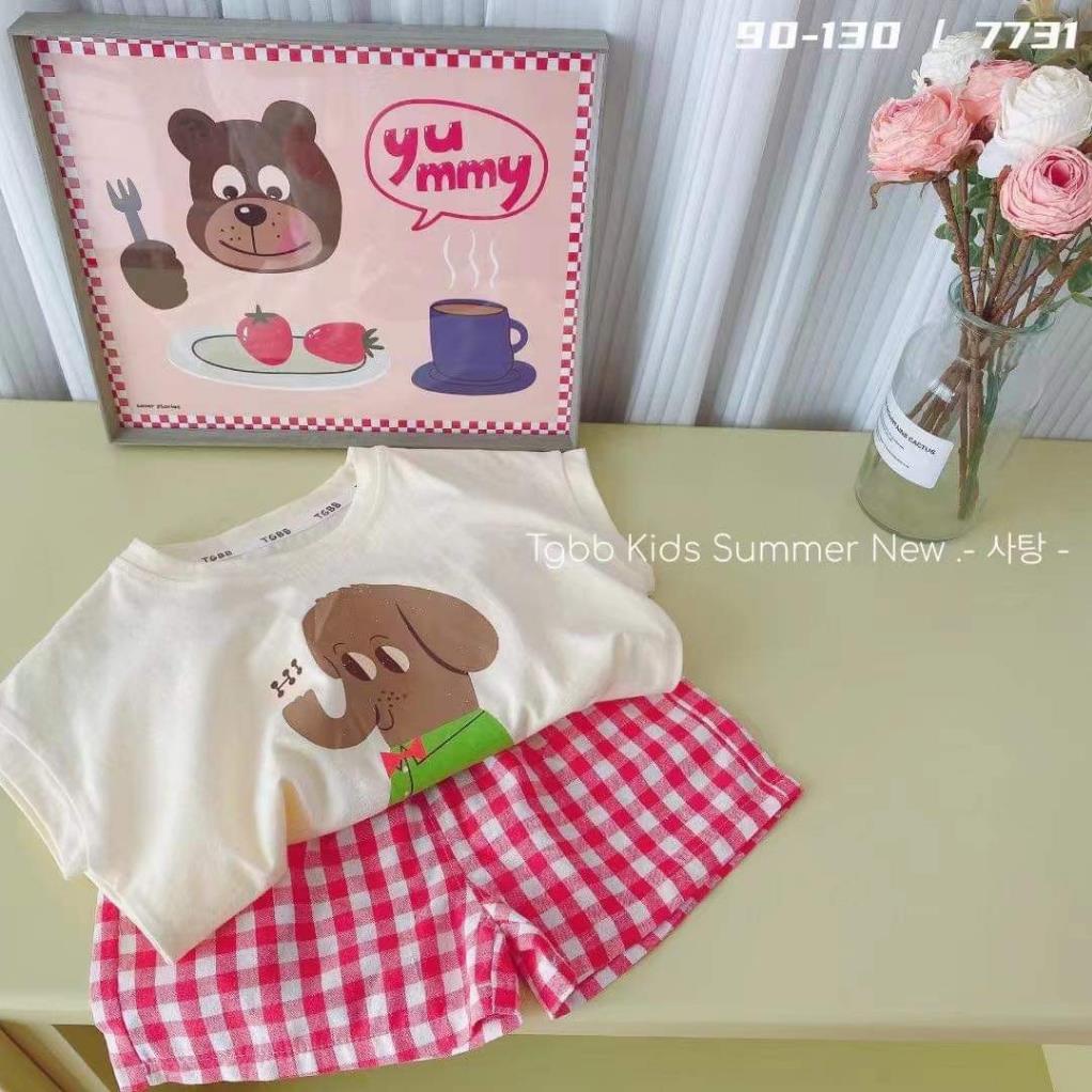 Dory House -   Bộ Short Caro Cho Bé Trai Bé Gái Hàng Quảng Châu Cao Cấp