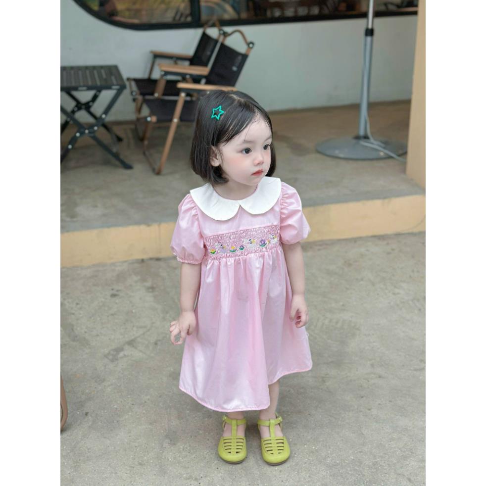 Dory House -   Váy Bé Gái Cổ Sen Thêu Thỏ
