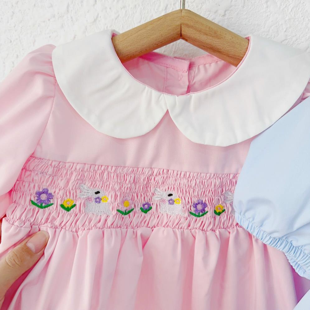 Dory House -   Váy Bé Gái Cổ Sen Thêu Thỏ