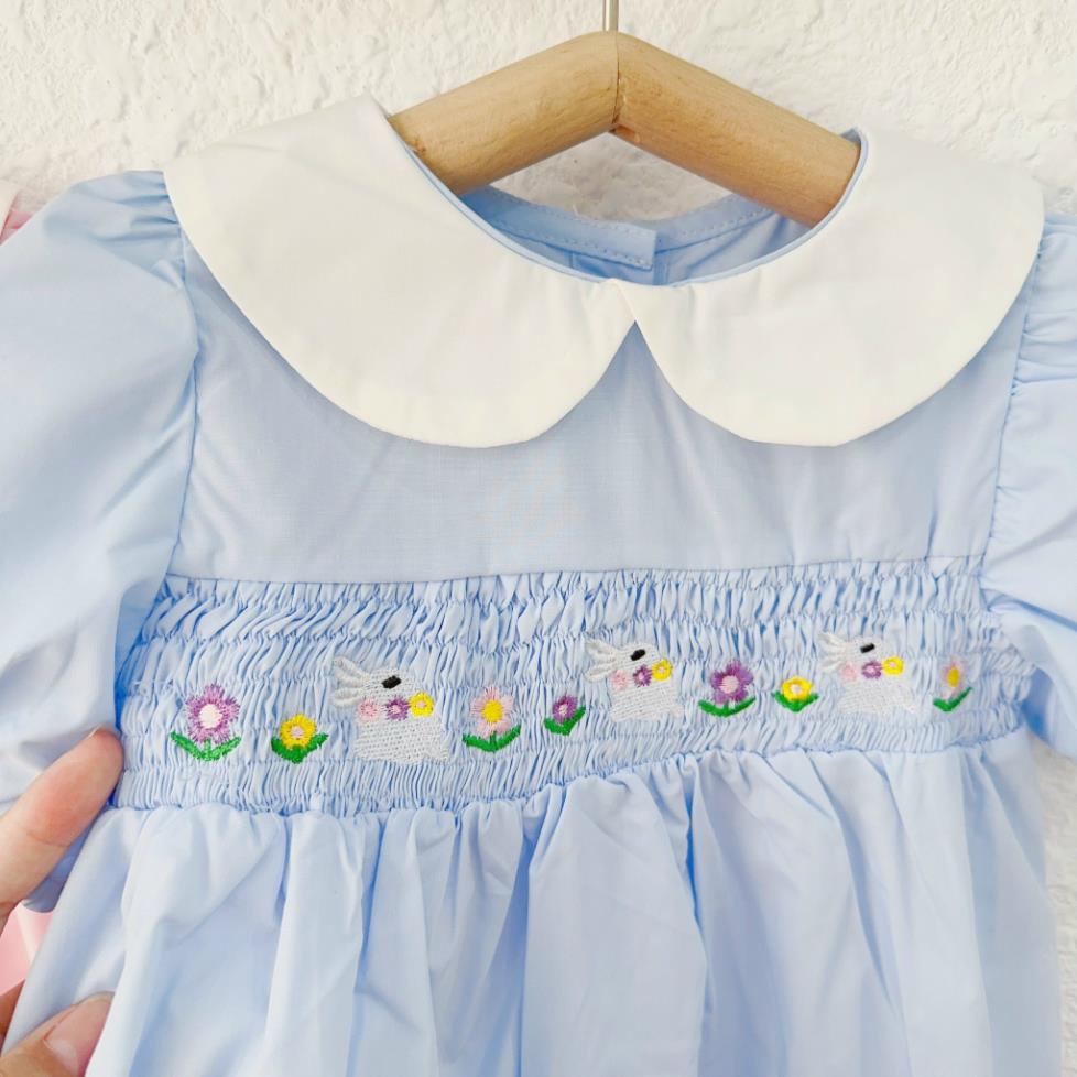 Dory House -   Váy Bé Gái Cổ Sen Thêu Thỏ