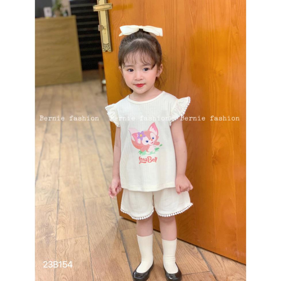 Dory House -   Bộ Short Cánh Tiên Cotton Gân Thông Hơi In Hình Hoạt Hình Cho Bé Gái Bernie