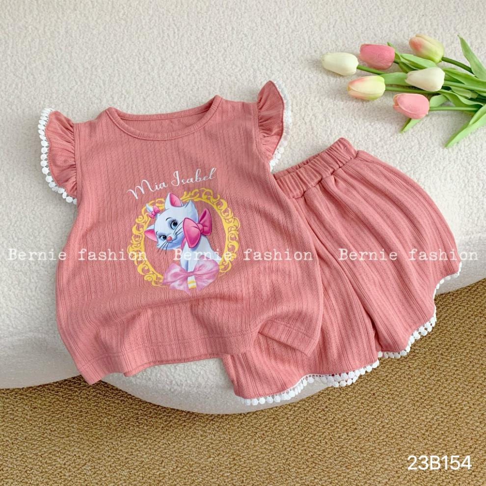 Dory House -   Bộ Short Cánh Tiên Cotton Gân Thông Hơi In Hình Hoạt Hình Cho Bé Gái Bernie