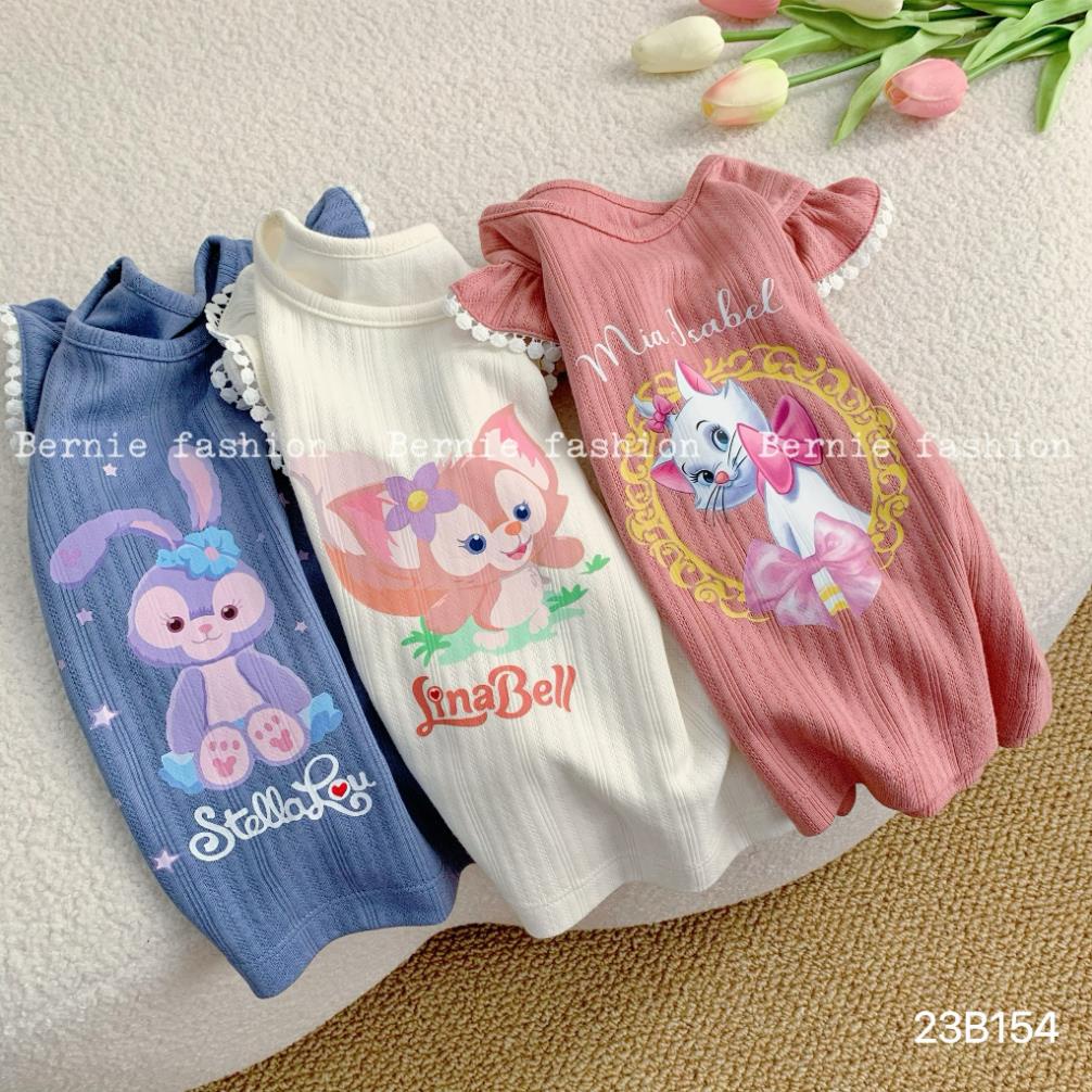 Dory House -   Bộ Short Cánh Tiên Cotton Gân Thông Hơi In Hình Hoạt Hình Cho Bé Gái Bernie