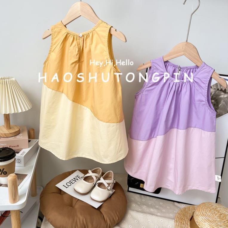 Dory House -   Váy Bé Gái Vải Thô Cotton Mềm Phối 2 Màu Form Rộng Thoải Mái Hàng Quảng Châu Cao Cấp