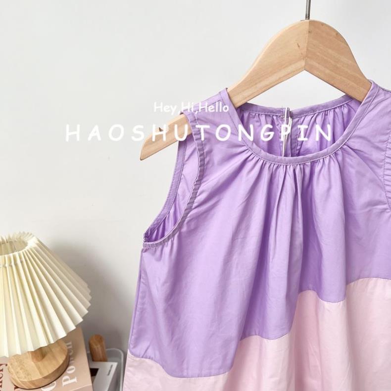 Dory House -   Váy Bé Gái Vải Thô Cotton Mềm Phối 2 Màu Form Rộng Thoải Mái Hàng Quảng Châu Cao Cấp