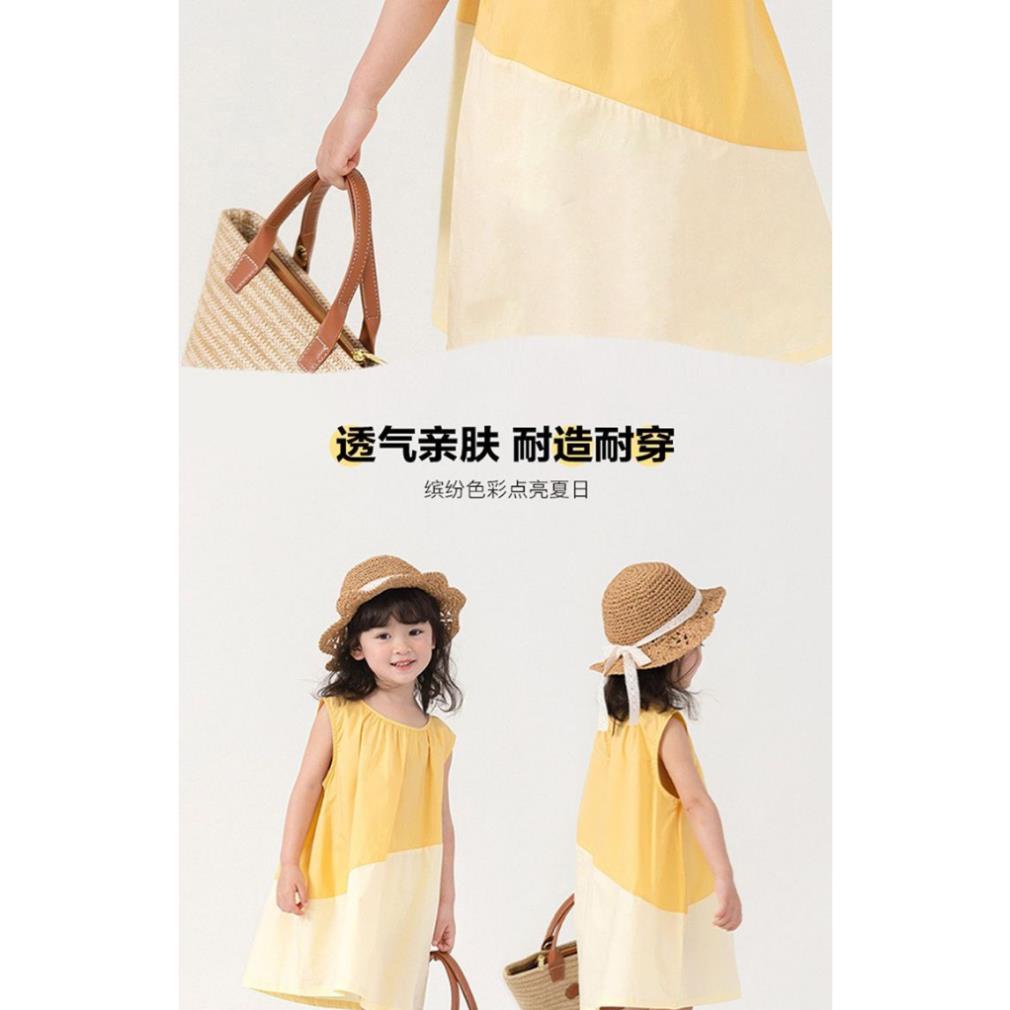 Dory House -   Váy Bé Gái Vải Thô Cotton Mềm Phối 2 Màu Form Rộng Thoải Mái Hàng Quảng Châu Cao Cấp