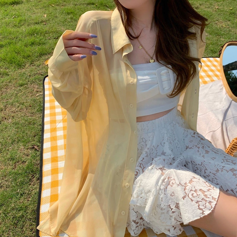 Jiashucheng Áo Khoác Cardigan Chiffon Mỏng Dáng Rộng Chống Nắng Dễ Phối Đồ Thời Trang Mùa Hè Cho Nữ