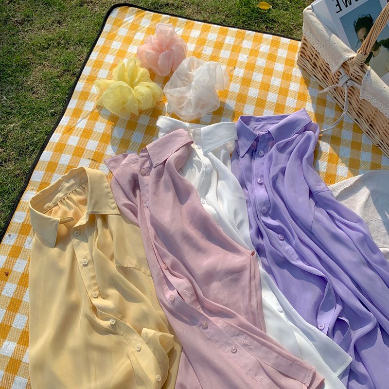 Jiashucheng Áo Khoác Cardigan Chiffon Mỏng Dáng Rộng Chống Nắng Dễ Phối Đồ Thời Trang Mùa Hè Cho Nữ