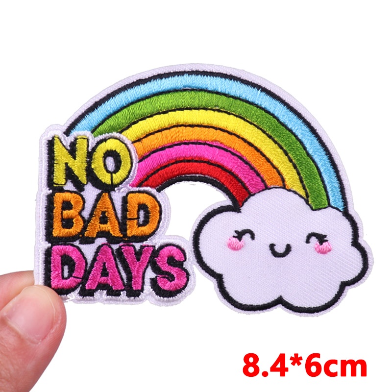 Patch vải ủi nhiệt thêu logo hình cầu vòng chữ thêu độc đáo dễ thương sticker H80