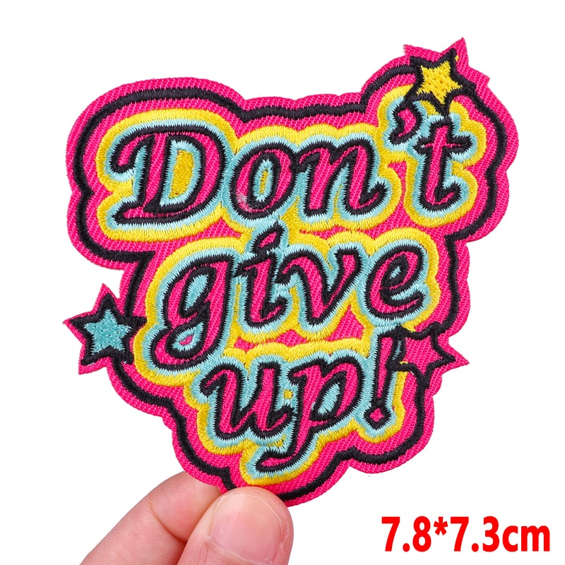 Patch vải ủi nhiệt thêu logo hình cầu vòng chữ thêu độc đáo dễ thương sticker H80