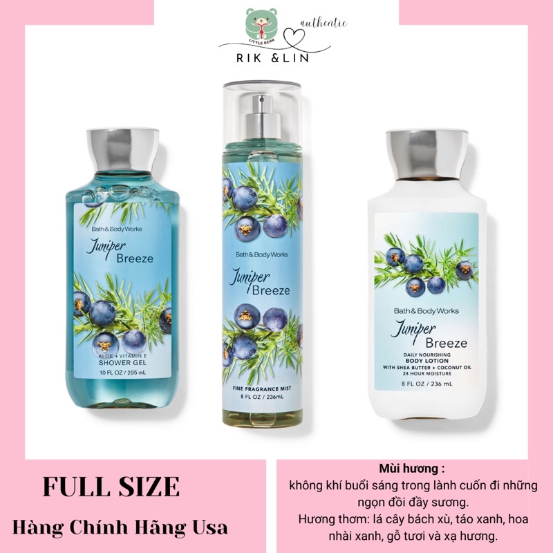 Auth_ Fullsize JUNIPER BREEZE - Xịt Thơm Toàn Thân Body Mist Bath & Body Works Usa