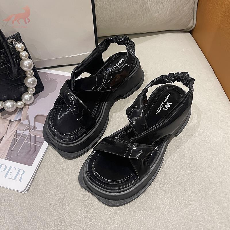 Xăng đan Namvitae muffin, hở mũi, đế bệt, mũi tròn, co giãn, khóa cài. thời trang cho phụ nữ