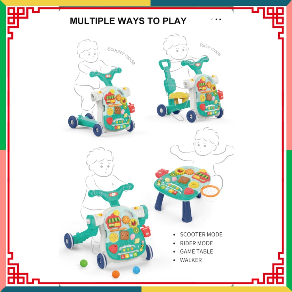 Xe tập đi/xe đẩy đa năng 4 Trong 1