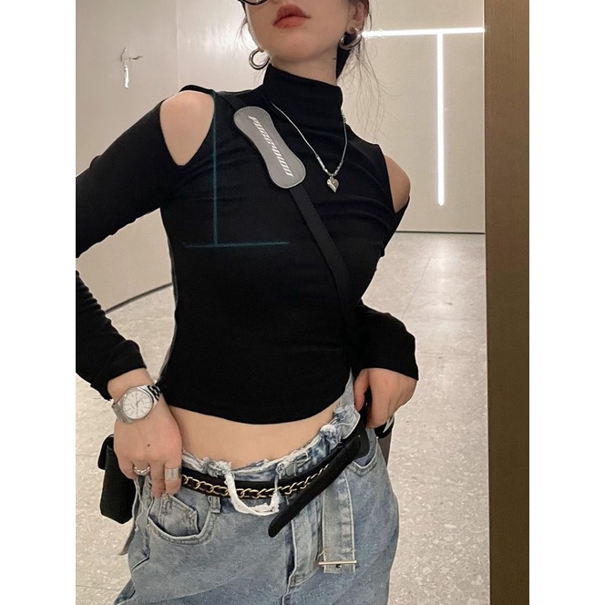 Jiashucheng Áo Thun Tay Dài Cổ Cao Ôm Dáng Thời Trang Thu Đông Cho Nữ