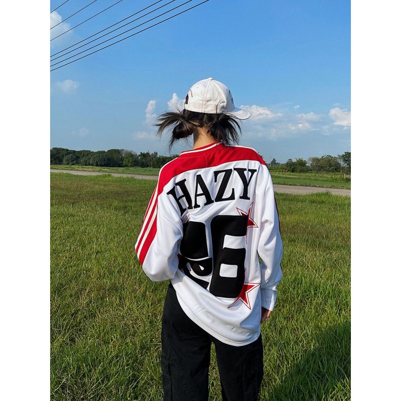 Jiashucheng Áo Thun Bóng Chày Tay Dài In Chữ Jiashucheng Phong Cách Đường Phố Mỹ Thời Trang Mùa Hè Cho Nam Và Nữ