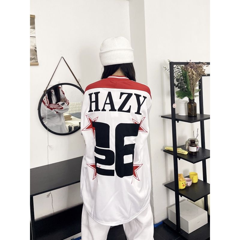 Jiashucheng Áo Thun Thể Thao Tay Dài Chui Đầu Thêu Hình Ngọn Lửa Màu Sắc Thời Trang Đường Phố Mỹ