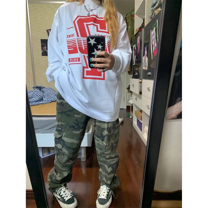 Jiashucheng Áo Thun Tay Dài Chất Liệu Cotton Phong Cách Mỹ Cổ Điển Thời Trang Mùa Thu Mới Cho Cặp Đôi