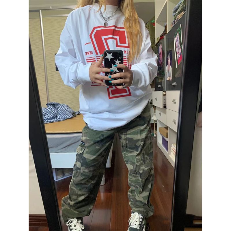 Jiashucheng Áo Thun Tay Dài Chất Liệu Cotton Phong Cách Mỹ Cổ Điển Thời Trang Mùa Thu Mới Cho Cặp Đôi