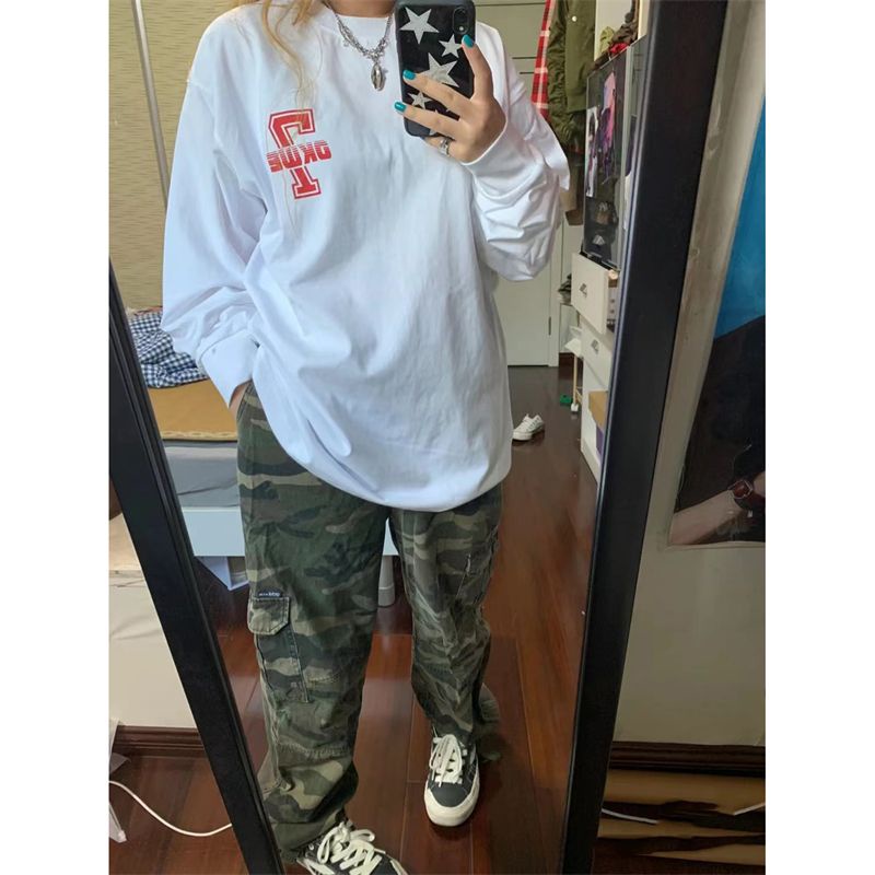 Jiashucheng Áo Thun Tay Dài Chất Liệu Cotton Phong Cách Mỹ Cổ Điển Thời Trang Mùa Thu Mới Cho Cặp Đôi