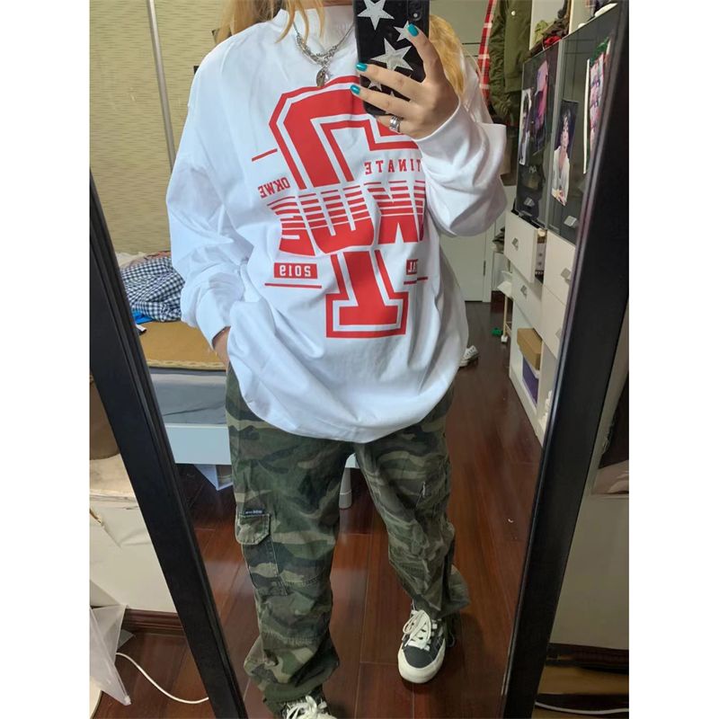 Jiashucheng Áo Thun Tay Dài Chất Liệu Cotton Phong Cách Mỹ Cổ Điển Thời Trang Mùa Thu Mới Cho Cặp Đôi