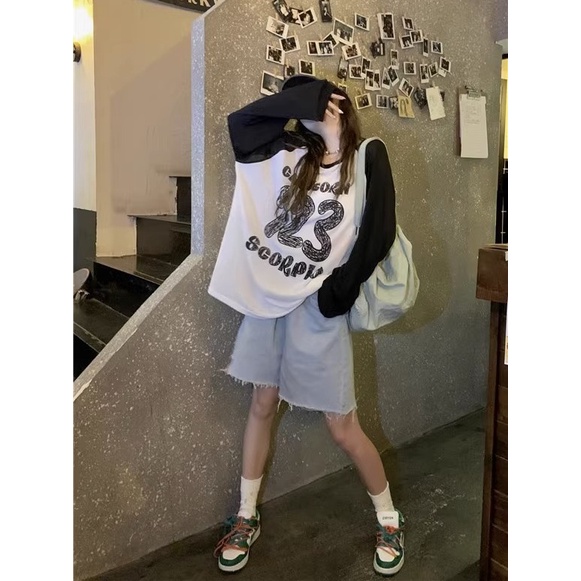 Jiashucheng Áo Thun Lụa Lạnh Mỏng Tay Dài Dáng Rộng Phong Cách Mới Mùa Hè Cho Nữ