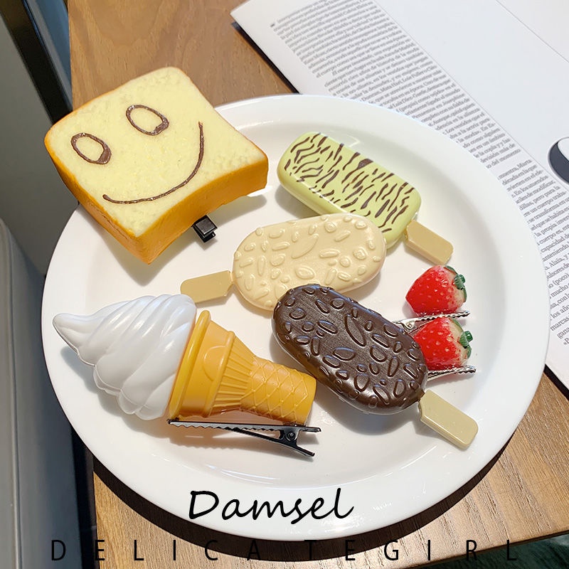 Kẹp Tóc Hình Que Kem / Thức Ăn Độc Đáo Dễ Thương Vui Nhộn Cho Bé Gái