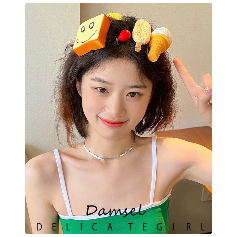 Kẹp Tóc Hình Que Kem / Thức Ăn Độc Đáo Dễ Thương Vui Nhộn Cho Bé Gái