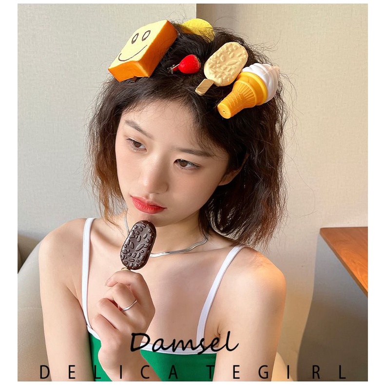 Kẹp Tóc Hình Que Kem / Thức Ăn Độc Đáo Dễ Thương Vui Nhộn Cho Bé Gái