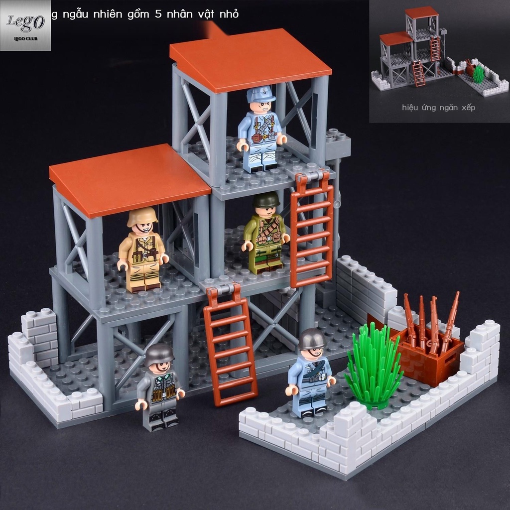 💥Sẵn sàng giao hàng🎊Tương thích LEGO Block Resident Base Quân sự Thế chiến II Ruins Cảnh tường thành cổ Lâu đài Xây dự