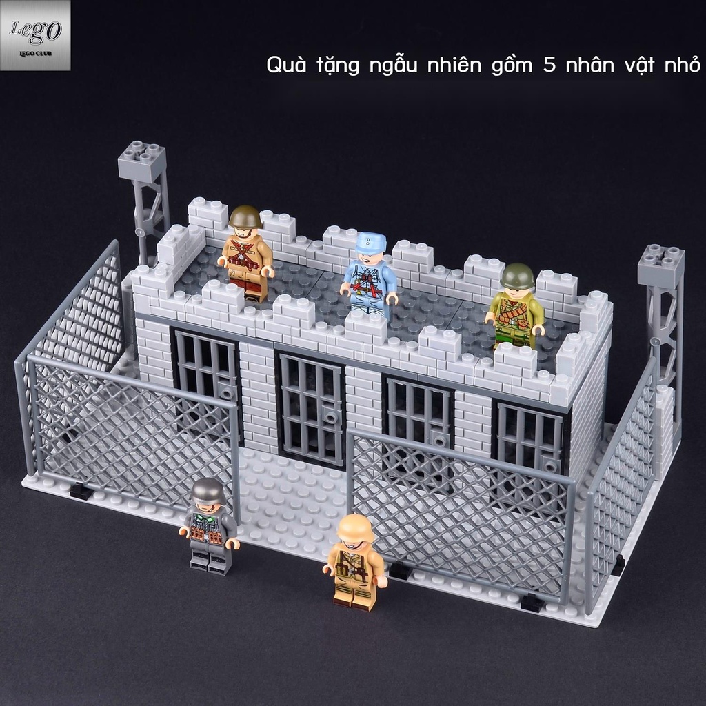 💥Sẵn sàng giao hàng🎊Tương thích LEGO Block Resident Base Quân sự Thế chiến II Ruins Cảnh tường thành cổ Lâu đài Xây dự
