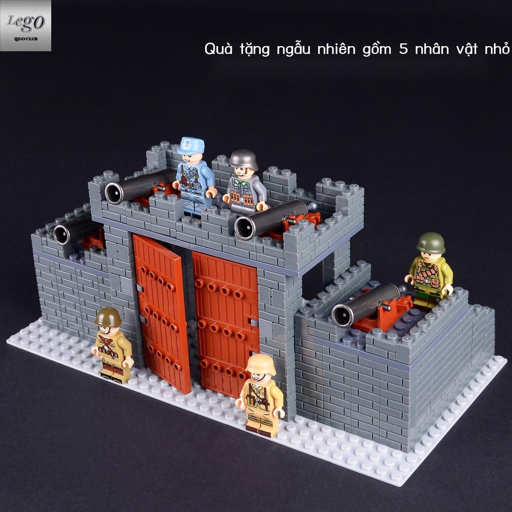 💥Sẵn sàng giao hàng🎊Tương thích LEGO Block Resident Base Quân sự Thế chiến II Ruins Cảnh tường thành cổ Lâu đài Xây dự