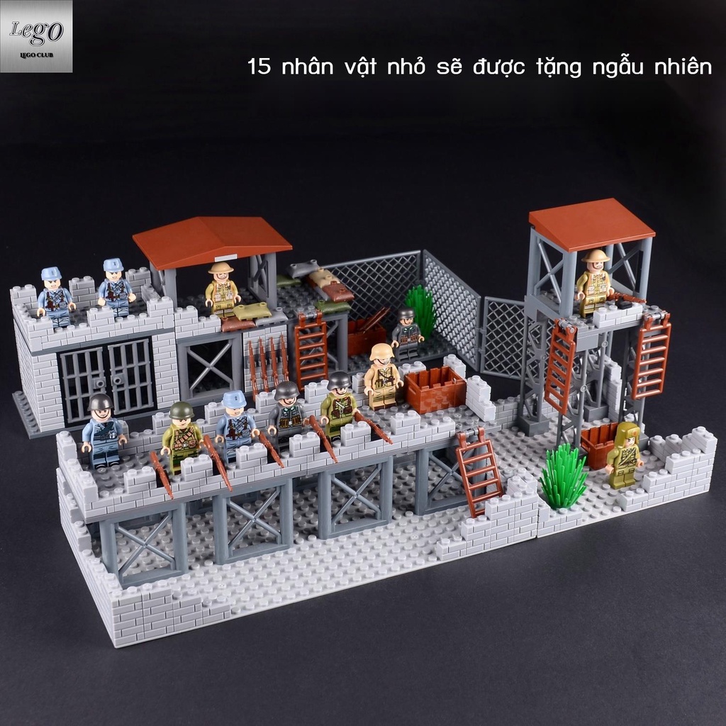 💥Sẵn sàng giao hàng🎊Tương thích LEGO Block Resident Base Quân sự Thế chiến II Ruins Cảnh tường thành cổ Lâu đài Xây dự