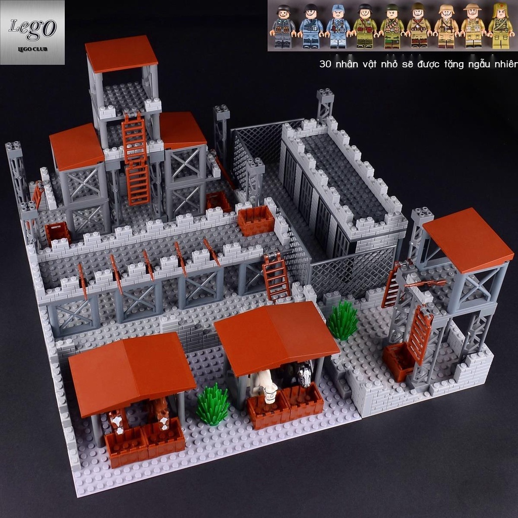 💥Sẵn sàng giao hàng🎊Tương thích LEGO Block Resident Base Quân sự Thế chiến II Ruins Cảnh tường thành cổ Lâu đài Xây dự