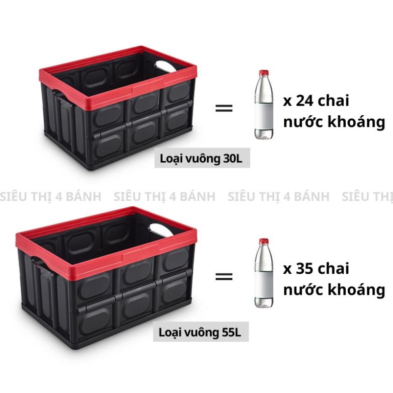 Thùng đựng đồ xe ô tô gấp gọn dạng hộp đa năng để cốp  xe hơi có nắp Sieuthi4banh | BigBuy360 - bigbuy360.vn