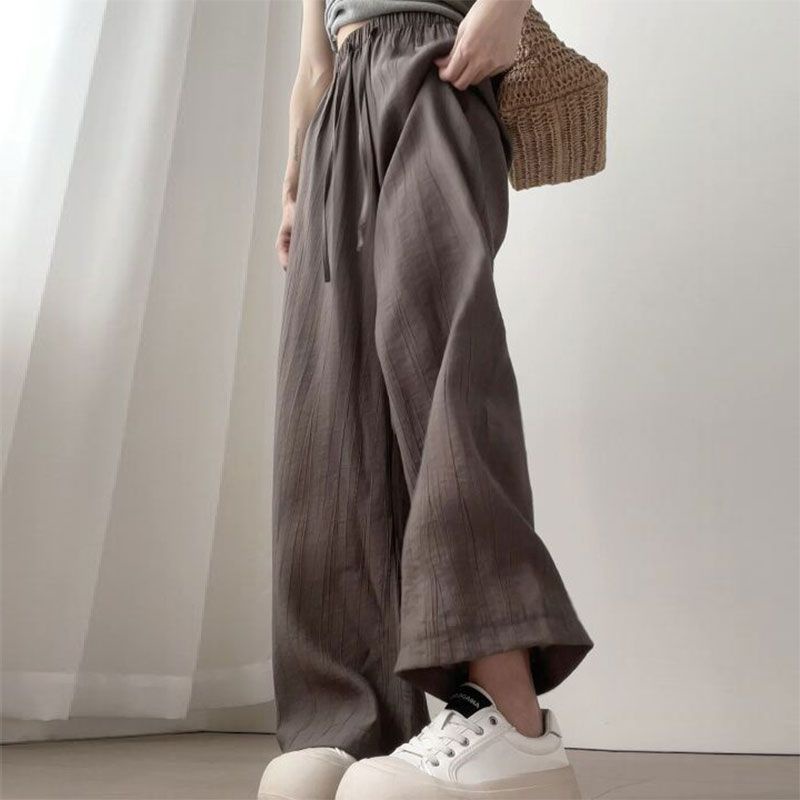 Jiashucheng Quần Dài Ống Rộng Bằng Vải Cotton Lanh Mỏng Màu Nâu Phong Cách Nhật Bản Thời Trang Mùa Hè Dành Cho Nữ