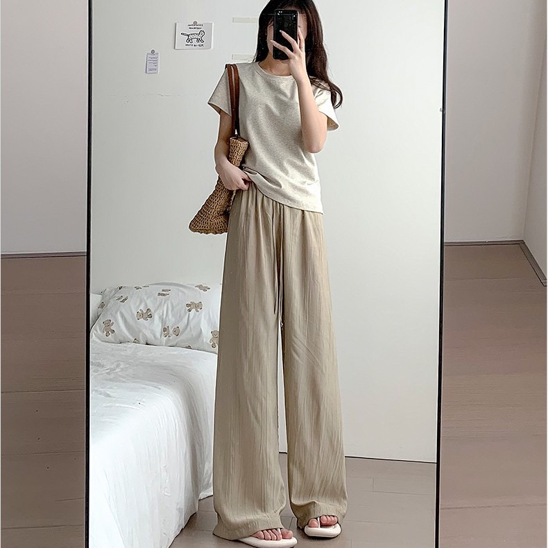 Jiashucheng Quần Dài Ống Rộng Bằng Vải Cotton Lanh Mỏng Màu Nâu Phong Cách Nhật Bản Thời Trang Mùa Hè Dành Cho Nữ