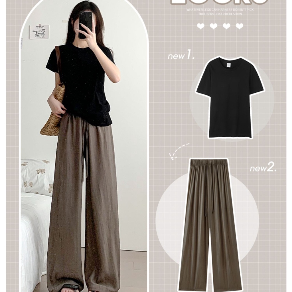 Jiashucheng Quần Dài Ống Rộng Bằng Vải Cotton Lanh Mỏng Màu Nâu Phong Cách Nhật Bản Thời Trang Mùa Hè Dành Cho Nữ