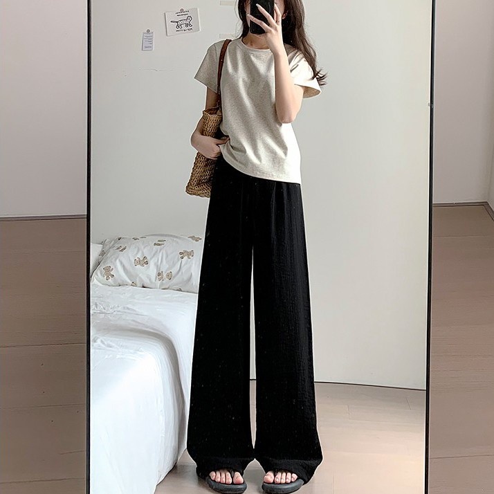 Jiashucheng Quần Dài Ống Rộng Bằng Vải Cotton Lanh Mỏng Màu Nâu Phong Cách Nhật Bản Thời Trang Mùa Hè Dành Cho Nữ