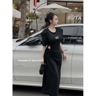 Đầm xòe dài tay ngắn cổ tròn khoét rút eo 1706