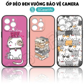 [Ốp Dẻo Vuông Đen Cho iPhone 14 14 Pro 14 ProMax 14 Plus 13 13 Pro 13 ProMax 12 12 Pro 12 Pro Max] C333 C334 C336