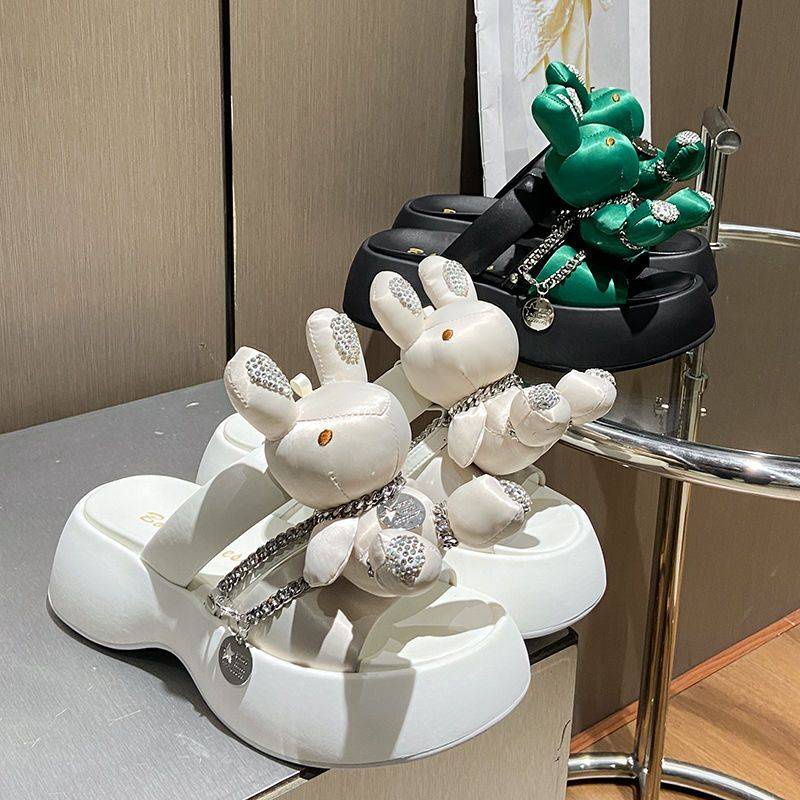 Dép Đế Dày In Họa Tiết Hoạt Hình Phong Cách Hàn Quốc Thời Trang Mùa Hè