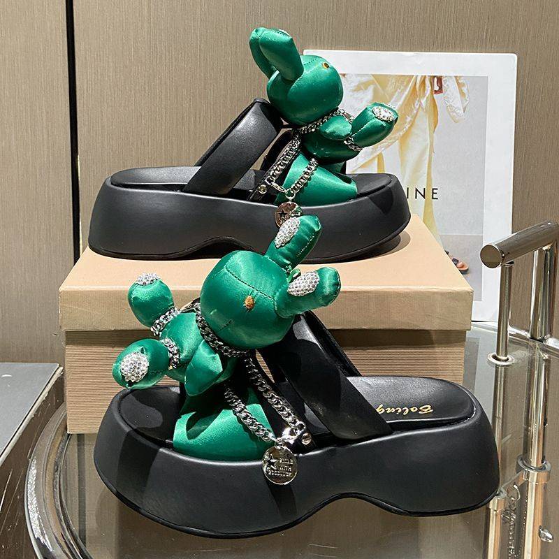 Dép Đế Dày In Họa Tiết Hoạt Hình Phong Cách Hàn Quốc Thời Trang Mùa Hè