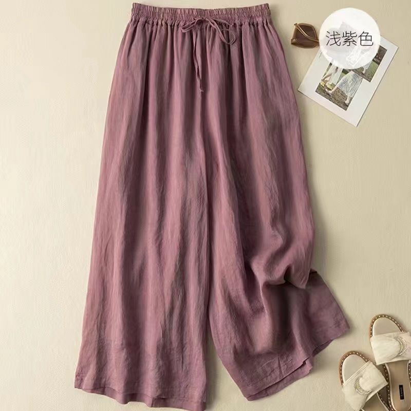 Jiashucheng Quần Culottes Cotton Lanh Mỏng Lưng Cao Thoáng Khí Phong Cách Mới Mùa Hè Cho Nữ
