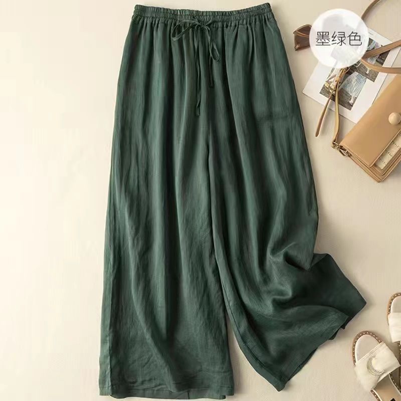 Jiashucheng Quần Culottes Cotton Lanh Mỏng Lưng Cao Thoáng Khí Phong Cách Mới Mùa Hè Cho Nữ