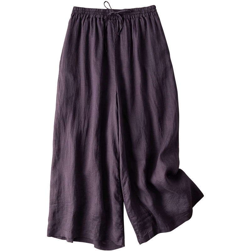 Jiashucheng Quần Culottes Cotton Lanh Mỏng Lưng Cao Thoáng Khí Phong Cách Mới Mùa Hè Cho Nữ