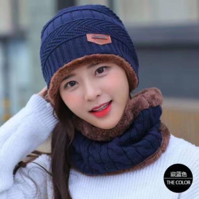 Mũ Len Nam Nữ Kèm Khăn Cổ Nón Len Kèm Khăn Quàng Cổ Người Lớn